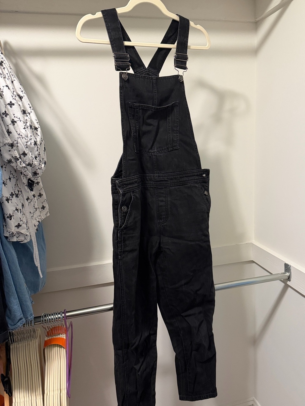 Topshop Women's Black Denim Overalls Jumpsuit/Dungarees